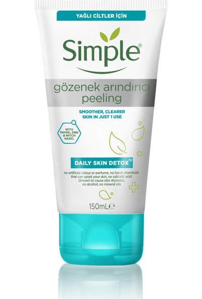 Simple Daily Skin Detox Yağlı Ciltler İçin Vitamin B3 İçeren Gözenek Arındırıcı Peeling 150 ML