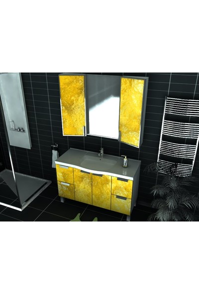 Artila Işıklı Kapaklı Lav Seramik Lavabolu Aynalı Banyo Dolabı 120 x 200 cm