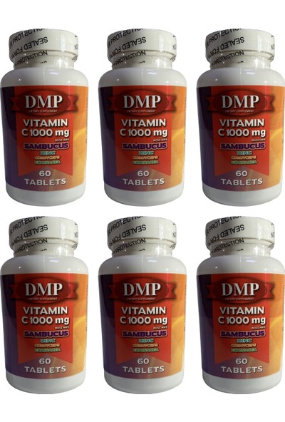 Dmp Vitamin C 1000 mg - Çinko Kara Mürver Cordyceps Ekinezya 60 Tablet C Vitamini 6 Kutu