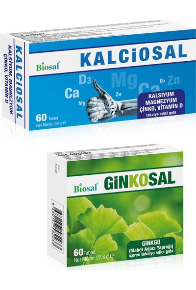 Biosal Kalsiyum Magnezyum Çinko Tablet + Ginkgo Biloba Tablet