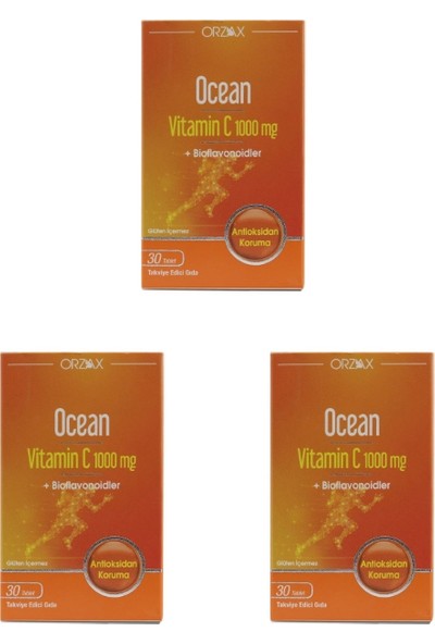 Orzax Ocean Vitamin C 1000 Mg 30 Tablet x 3 Kutu