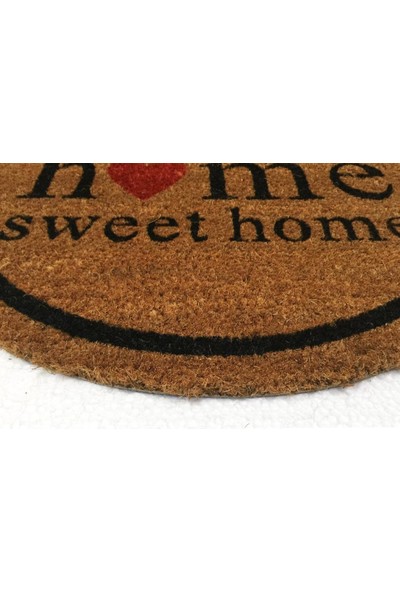 Giz Home Koko Yarımay Kapı Paspası 40X60 Cm Home Sweet Home Kalp Çerçeveli