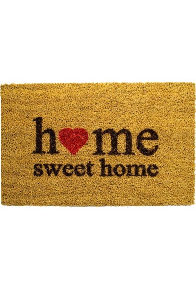 Giz Home Koko Kapı Paspası 33X55 Bej Home Sweet Home Kalp