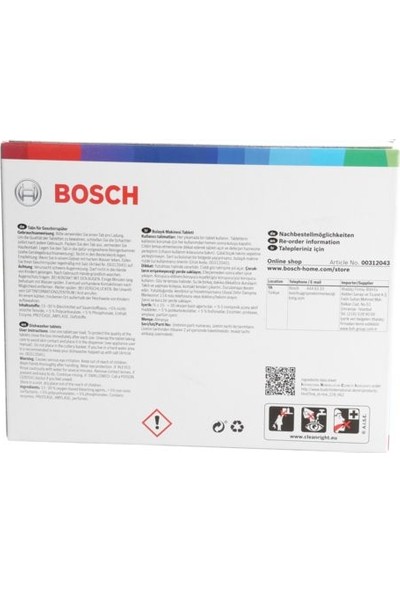 Bosch Bulaşık Makinesi Için Tablet Deterjan 30'lu