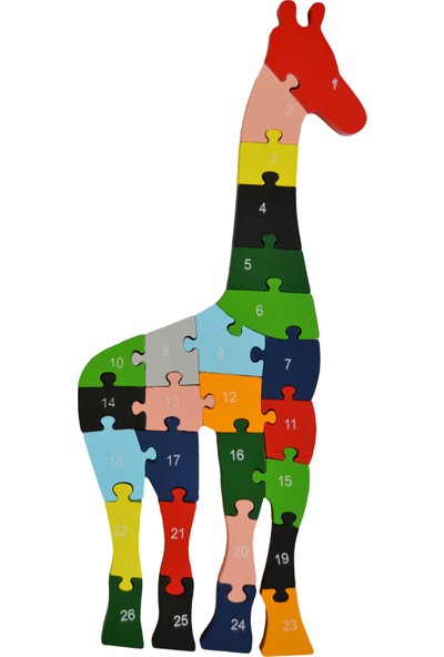 Original Buotique Ahşap İngilizce Harfler Rakamlar Eğitici Giraffe Sevimli Zürafa Puzzle
