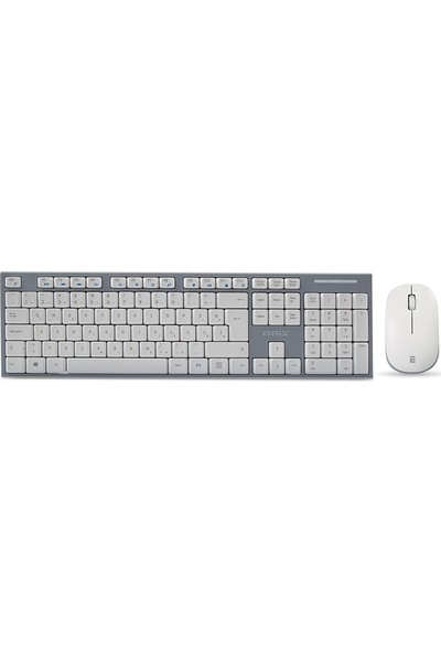 Everest KM-6063 Beyaz/Gri Kablosuz LC Layout Multimedia Klavye + Mouse Set