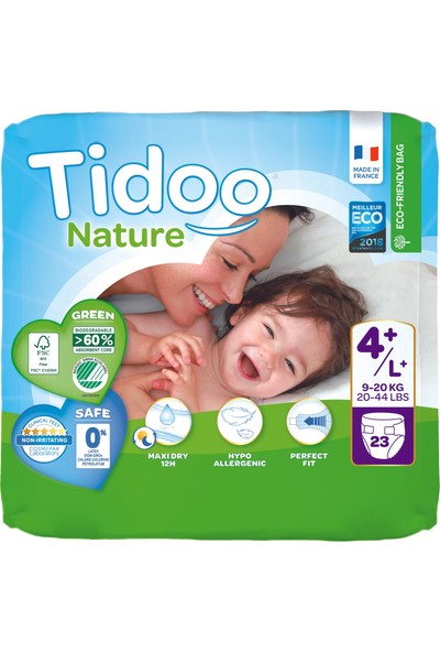 Tidoo Hipoalerjenik-Ekolojik Bebek Bezi No:4+ Maxi Single 9-20 kg