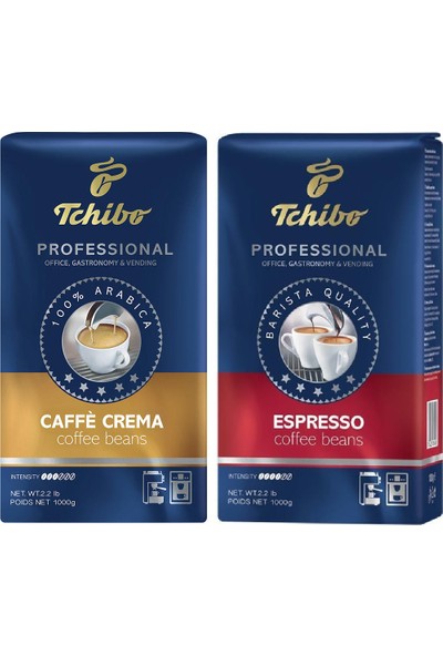 Tchibo Professional Caffe Crema Çekirdek Kahve 1 kg + Tchibo Profesional Espresso Çekirdek Kahve 1 kg