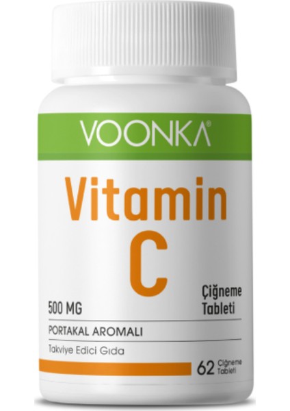 Vitamin C Portakal Aromalı Çiğneme Tableti 500 Mg 62 Tablet