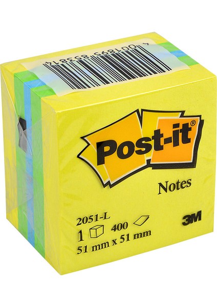 Post-it® Yapışkanlı Not Kağıdı 400 Yaprak Mini Küp - Sari Tonları (51,8 x 51,8mm)