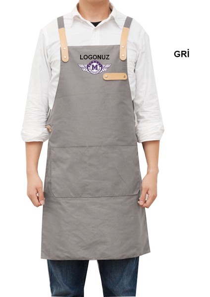 Nakışlı Boyundan Askılı Mutfak İş Önlüğü Barista Master Chef Garson Kuaför Tattoo Önlük Gri fiyatları