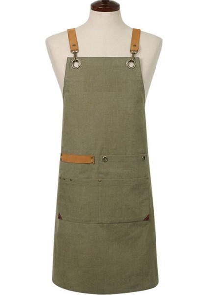 Nakışlı Belden Önlük Master Chef Barista Mutfak İş Önlüğü Garson Kuaför Tattoo Önlük Haki