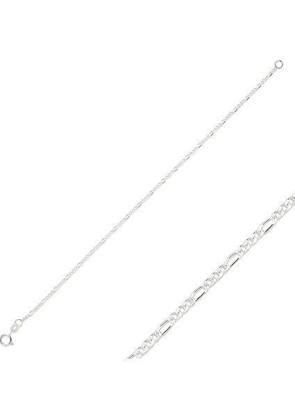 925 Gümüş 40 Mikron Figaro Zincir Bileklik