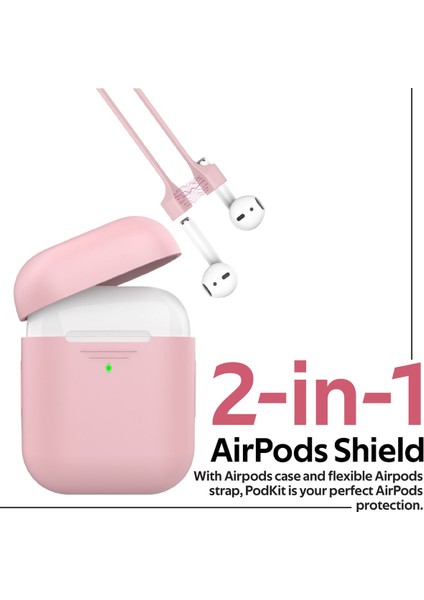 Podkit AirPods Kılıfı Silikon ve Kulaklık Boyun Askı Aparatı İkili Set