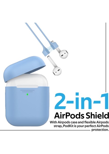 Podkit AirPods Kılıfı Silikon ve Kulaklık Boyun Askı Aparatı İkili Set