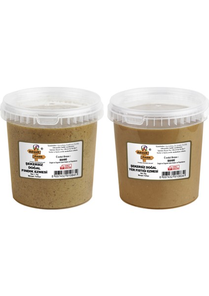 / Şekersiz Yer Fıstığı-Şekersiz Fındık Ezmesi Paketi 1+1= 2 kg
