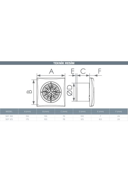 Fan Sessiz Banyo ve Tuvalet Wc Aspiratörü Fan Beyaz 100 mm