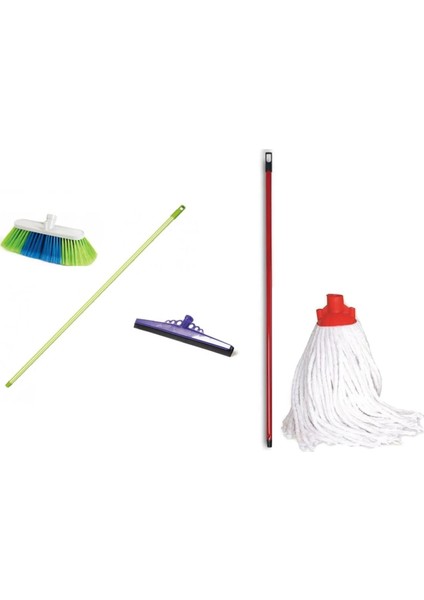 Temizlik Seti Fırça Çekpas Mop Takımı Saplı 6prç.