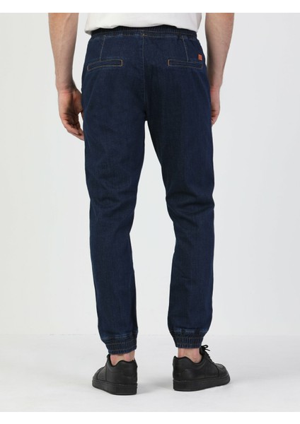 Colins 043 MARK Orta Bel Lastikli Jogger Fit Mavi Erkek Jean Pantolon