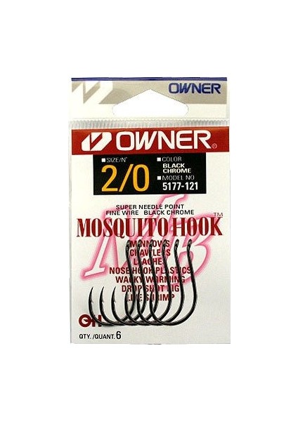 5177 Mosquito Hook Black Chrome Sinek Iğne No 2/0