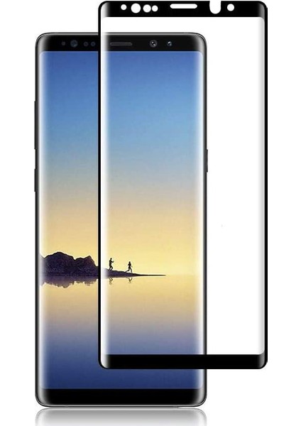 Case 4U Samsung Galaxy Note 9 Tam Kaplayan Tamperli Cam Ekran Koruyucu Curved Kırılmaz Kenar Siyah