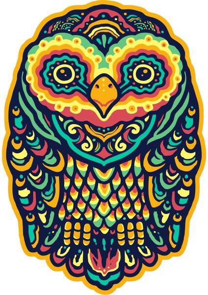Baykuş Sticker 9 x 6 cm Renkli
