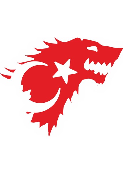 Kurt Şeklinde Türk Bayrağı Türk Bayrağı Sticker 11 x 9 cm Kırmızı