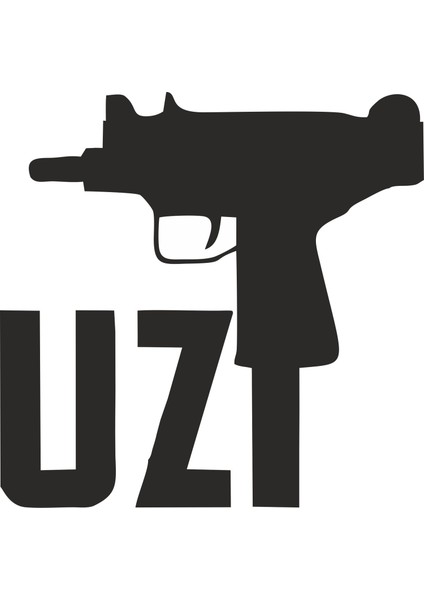 Uzi Makinalı Tüfek Sticker 11 x 11 cm Siyah