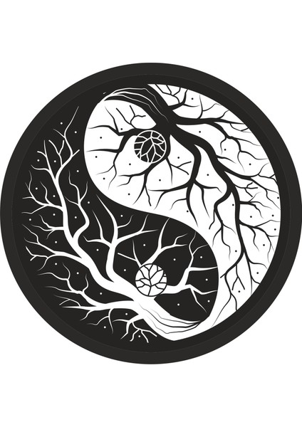 Yin Yang Ağaç Sticker 9 x 9 cm Siyah