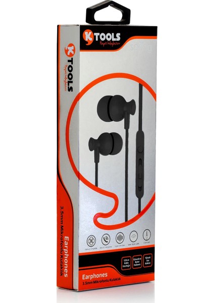 Spring Stereo Kablolu Mikrofonlu Kulaklık 120 cm Siyah