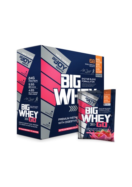 Big whey go Whey Protein Tozu Tekli Sachet Çilek Aroma 68 Servis 2070g