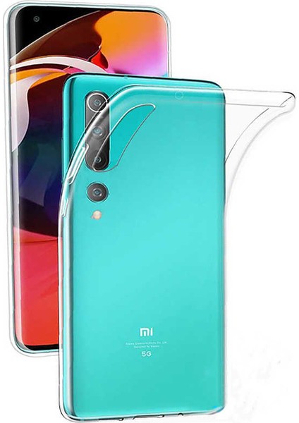 Xiaomi Mi 10 Kılıf Darbe Emici Süper Silikon Kılıf Şeffaf + Tam Kaplayan 6d Polymer Nano Ekran Koruyucu
