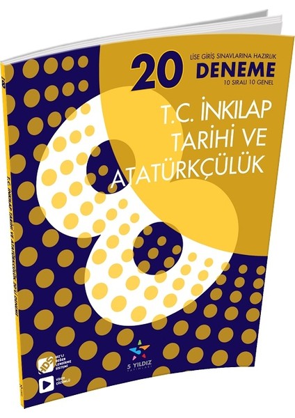 5 Yıldız Yayınları 8. Sınıf T.C İnkılap Tarihi ve Atatürkçülük 20'li Deneme