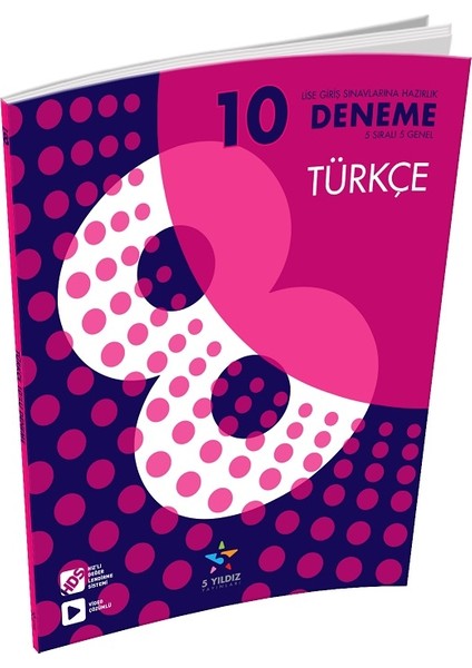 5 Yıldız Yayınları 8. Sınıf Türkçe 10'lu Deneme