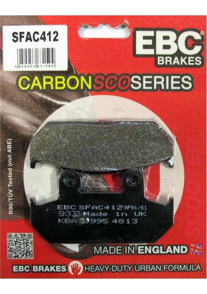 Ebc Carbon Fren Balatası Sfac412 Suzukı An 250 K1/K2 Burgman 01/02 An 400 K1/K6 Burgman 01 / 06 Arka 267