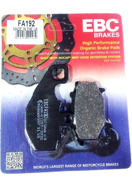 Organik Fren Balatası Fa192 Kawasakı Er-6N Er-6F Kle 650 Versys Zx-6R (09-15) Arka Cf Moto 650