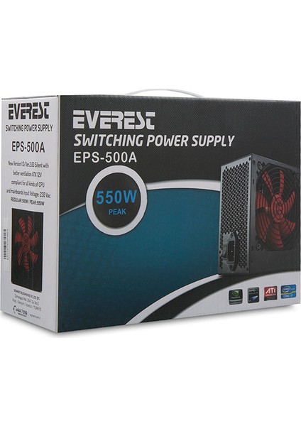 EPS-500A Real 500W 12 cm 4*Sata 12 cm Power Supply