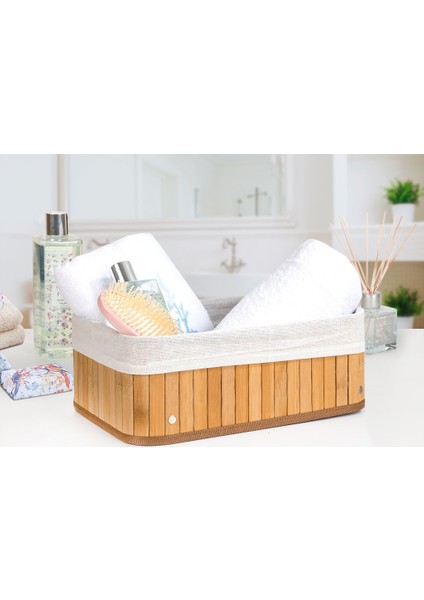 Fancy Katlanabilir Sepet 32 x 22 x 12 Cm Bej