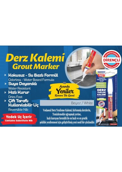 Süper Seri Hızlı Kuruyan Suya Dayanıklı Derz Kalemi Beyaz fiyatları