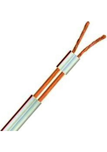 2 x 0,75 mm H03VH-H Bitişik Yassı Kordon Hoparlör Kablosu Beyaz Tam Bakır Kırmızı 5 m