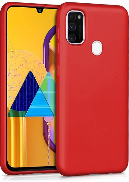 Samsung Galaxy M30S Kılıf Zore Premier Mat Esnek Silikon Kapak Kırmızı