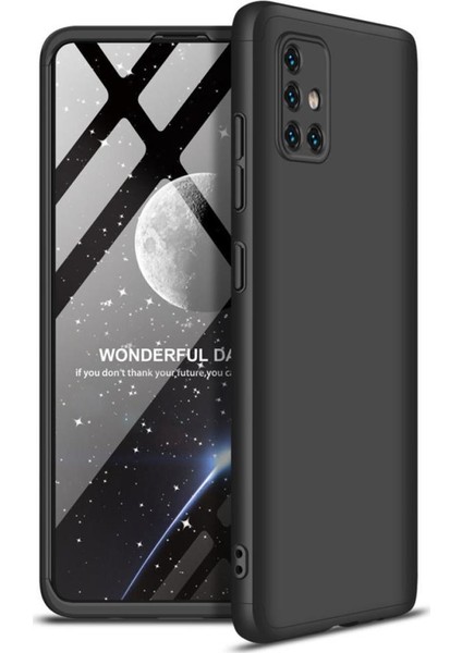 Samsung Galaxy A71 Kılıf Zore 360 Tam Koruma 3 Parça Ays Kapak Siyah