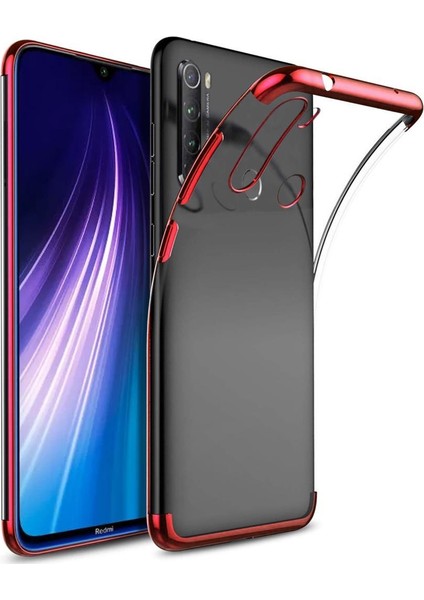 Realme 5i Kılıf Zore Dört Köşeli Lazer Silikon Kırmızı