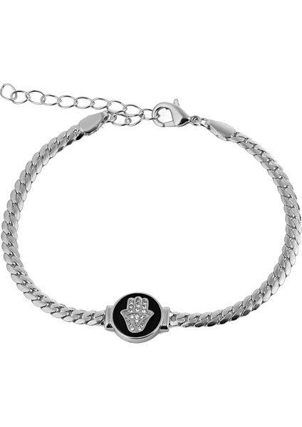 Bayan Gümüş Kaplama Yılan Kordon Bileklik PS1183