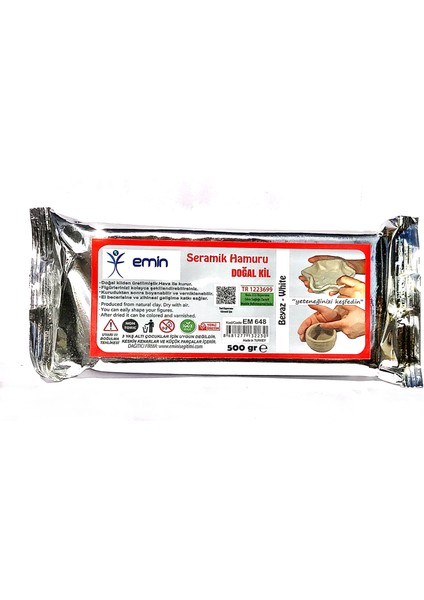 Emin İş Eğitimi Emin İş Eğitim Seramik Hamuru Beyaz 1/2 kg 500 gr