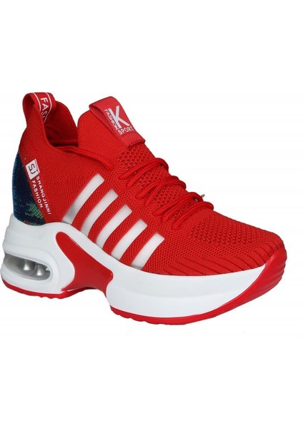 20Y308-7 Dolgu Topuk Kırmızı Kadın Sneakers fiyatları