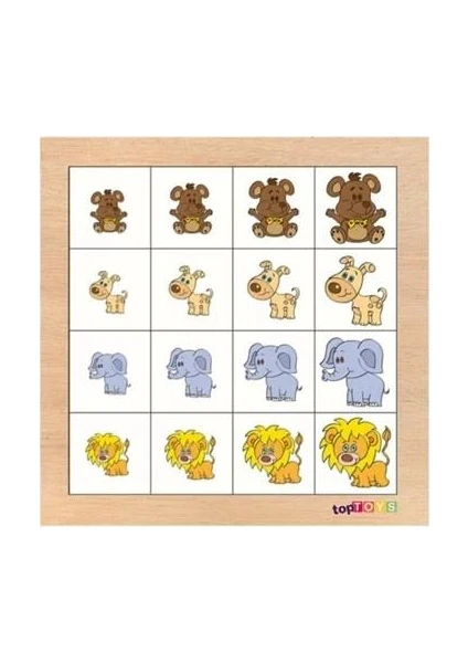 Küçükten Büyüğe - Büyükten Küçüğe Sıralama - Hayvanlar Ahşap Puzzle CS-7013