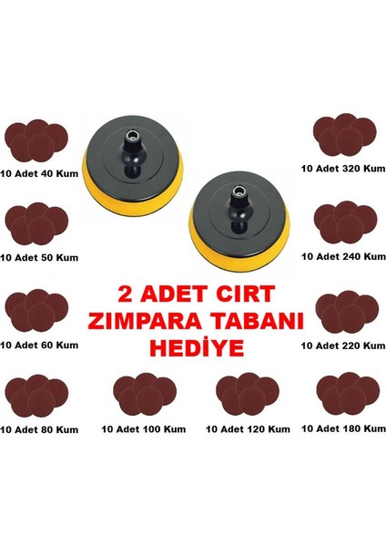 Cırt Zımpara Seti 115 mm 40-320 Kum Cırt Zımpara 102'li