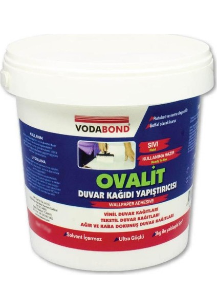 Hazır Ovalit Tekstil Vinil Ağır Duvar Kağıdı Tutkalı Şeffaf Kurur 750 gr