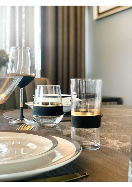Glow Rakı Kadehi 6'lı Set- Siyah & Gold